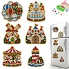 6PCS Fairyland DIY Pearl Diamond Painting Christmas Fridge Magnets, Sparkling Rhinestone Refrigerator Magnet Craft Kit for Home Decor & Gifts