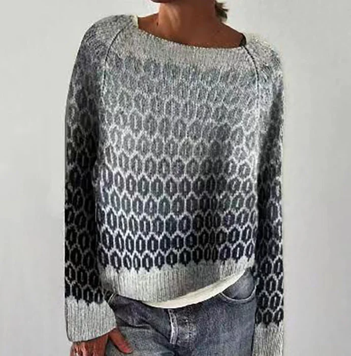 Uveng Round Neck Multicolor Loose Pullover Sweaters