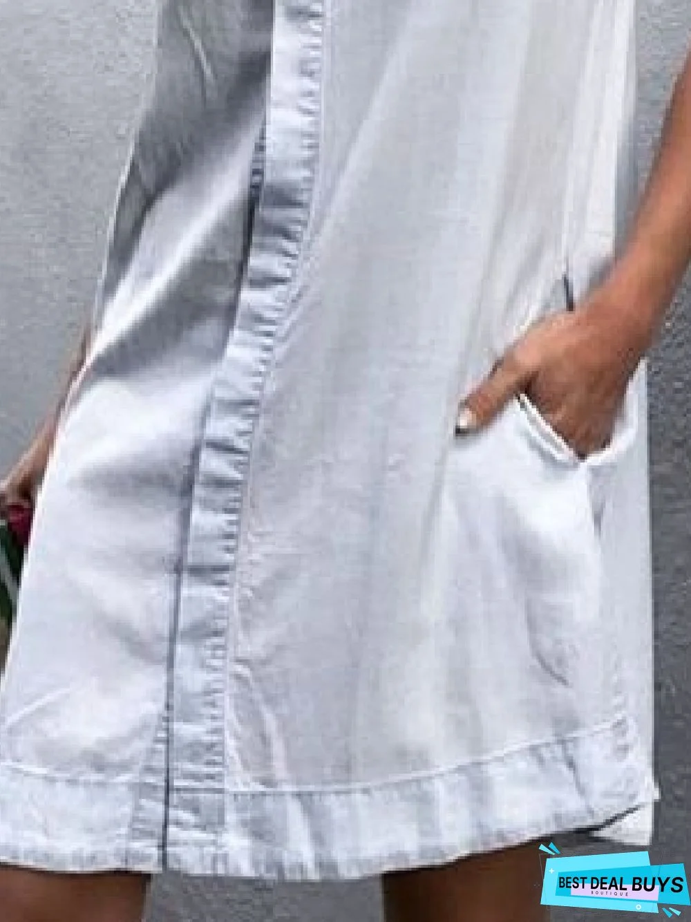 Casual Shirt Collar Sleeveless Weaving Dress