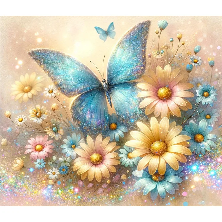 Full Round Diamond Painting - Pearl Daisy Butterfly 35*30CM