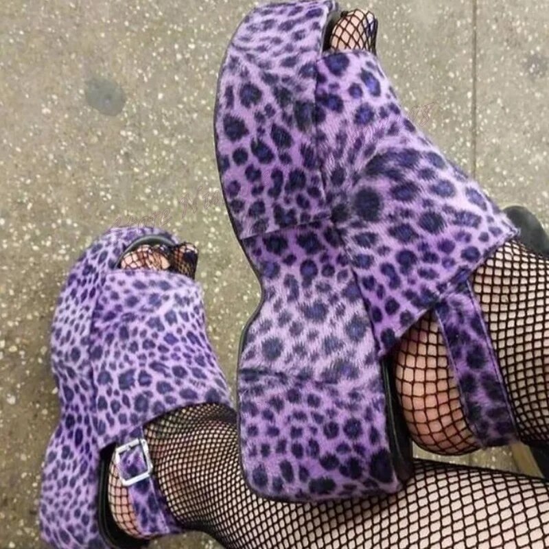 VCSHOES Leopard Slingback Wedges Heels Sandals Platform Peep Toe Shoes For Women Suede Lady Party Shoes Zapatos Para Mujere