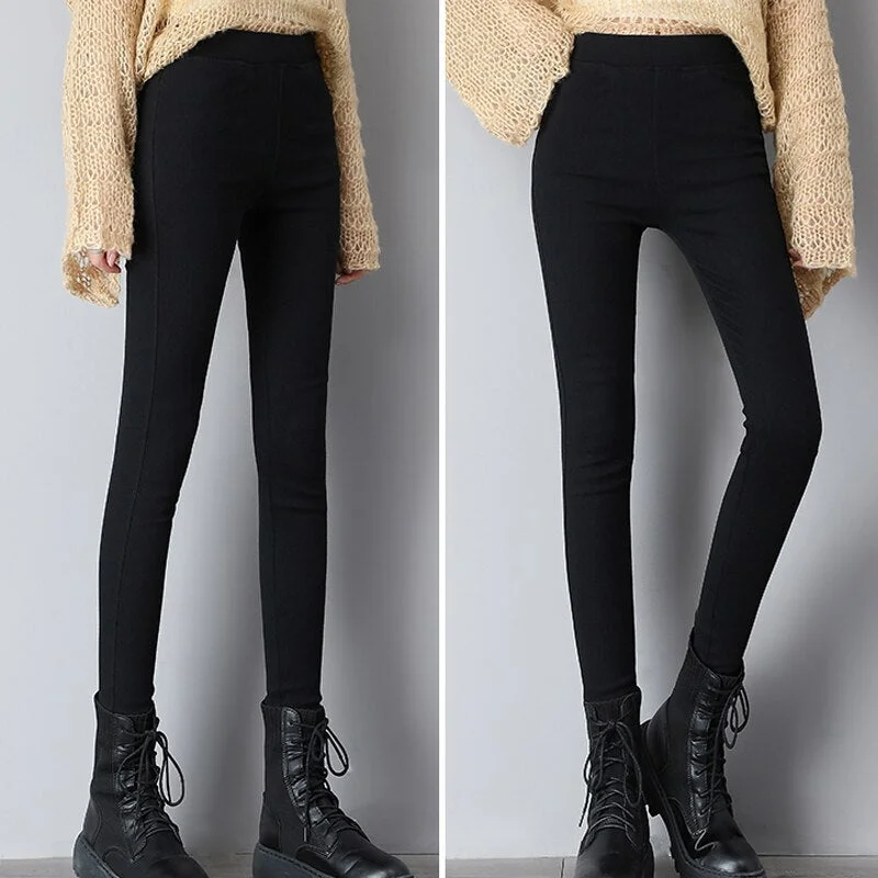 Pencil Pants Women 2020 Autumn High Waist Slim Woman Trousers Skinny Stretchy Elastic Solid Black Pantolone Woman Pencil Pants