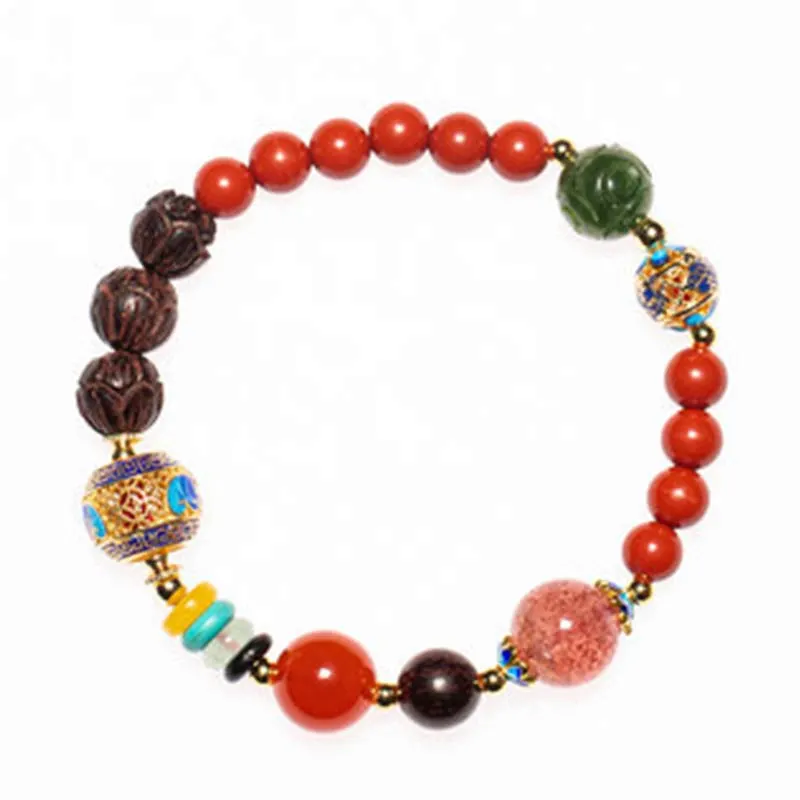 Cinnabar Small Leaf Red Sandalwood Jade Blessing Bracelet