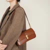 Classic Plain Color Leather Women's Shoulder Bag