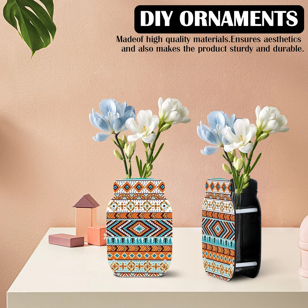 Mandala Acrylic Double Sided Special Shape Diamond Painting Vase for Home