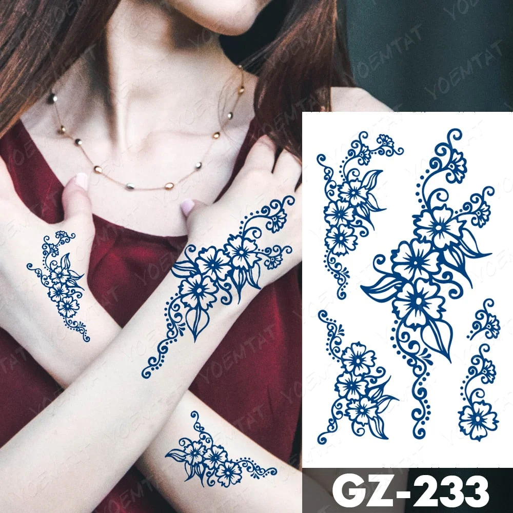 Juice Lasting Waterproof Temporary Tattoo Stickers Lotus Totem Flower Mandala Flash Tattoos Ink Fatima Hand Body Art Fake Tatto