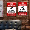 2PCS No Trespassing Warning 24 Hours Surveillance Violators Will Be Prosecuted - Vintage Metal Signs Set - 30*40cm - Warning