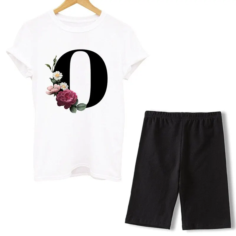 Women Two Piece Set Letter T Shirts And Shorts Sets Summer Short Sleeve O-neck Casual Biker Tracksuit Sexy Outfit For Woman 2