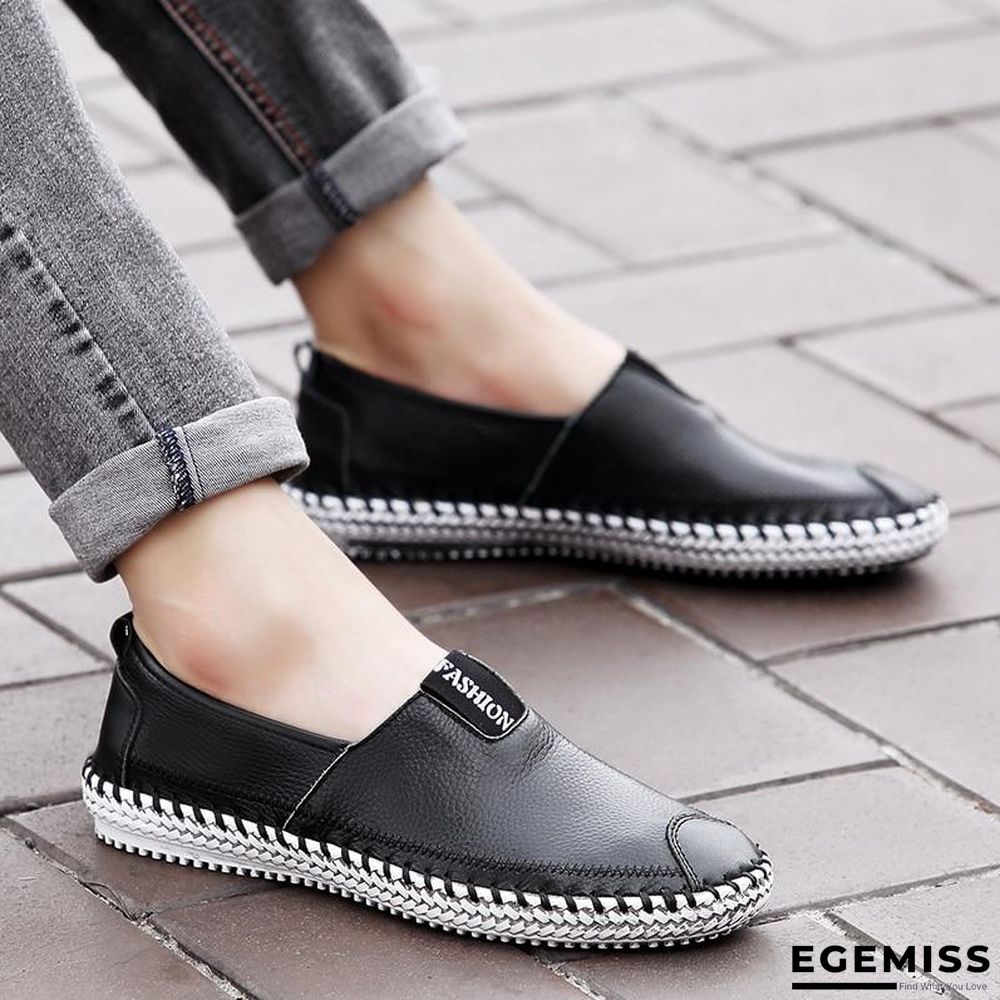 Men Breathable Comfortable Split Leather Men Loafers Flats Casual Shoes | EGEMISS