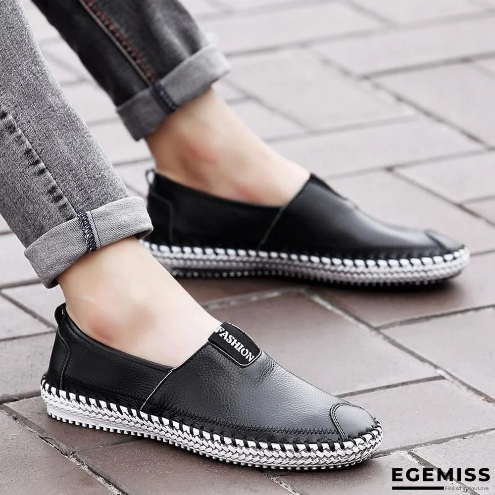 Men Breathable Comfortable Split Leather Men Loafers Flats Casual Shoes | EGEMISS