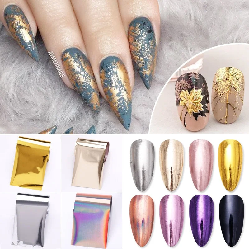 1 Roll  Rose Gold Nail Foils Sticker sparkly Sky Glitter Nail Art Transfer Stickers Paper DIY Tips Decoration-Nail Inspo