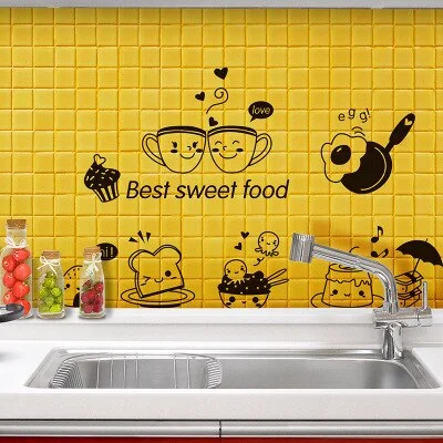 Kitchen Wall Stickers Coffee Sweet Food DIY Wall Art Decal Decoration Oven Dining Hall Wallpapers PVC Wall Decals/Adhesive