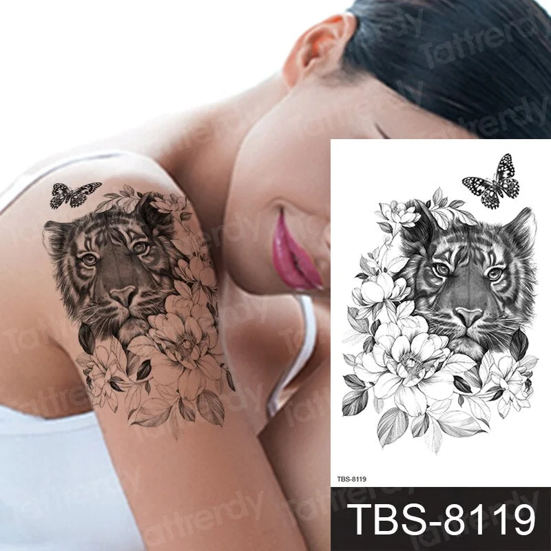 Fashion Colorful Tattoo Waterproof Stickers Beautiful Flowers Tattoo Women New Waterproof Temporary Black Tattoo Sticker Body