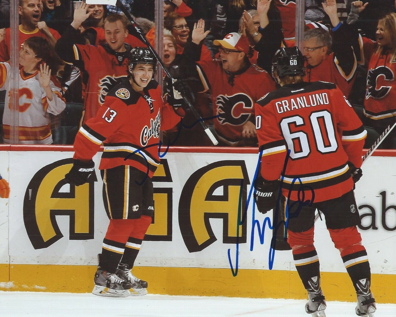 Johnny Gaudreau & Markus Granlund Signed 8x10 Photo Poster painting Calgary Flames Autograph COA