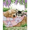 (Counted/Stamped)Sleeping Cat And Dog-14CT Cross Stitch 28*33cm/11.02*12.99in