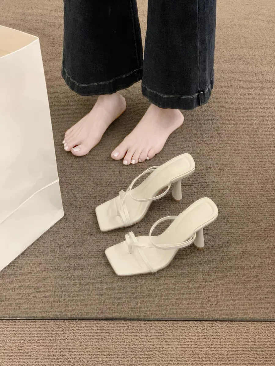 Breakj Breakj Fine-Heeled Temperament Silver Cool Slippers Fairy Shoes Wear 2025 New Summer Small High Heels Sandals