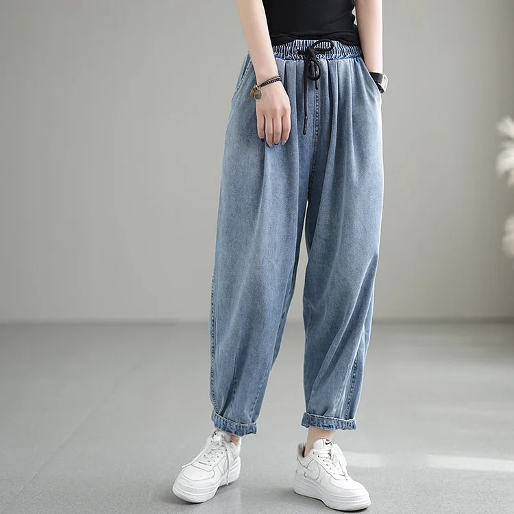 Women  Summer Plain Cotton Jeans