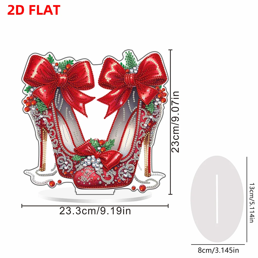 2D Flat Xmas High Heels DIY Acrylic Desktop Diamond Art Kits for Adults Beginner