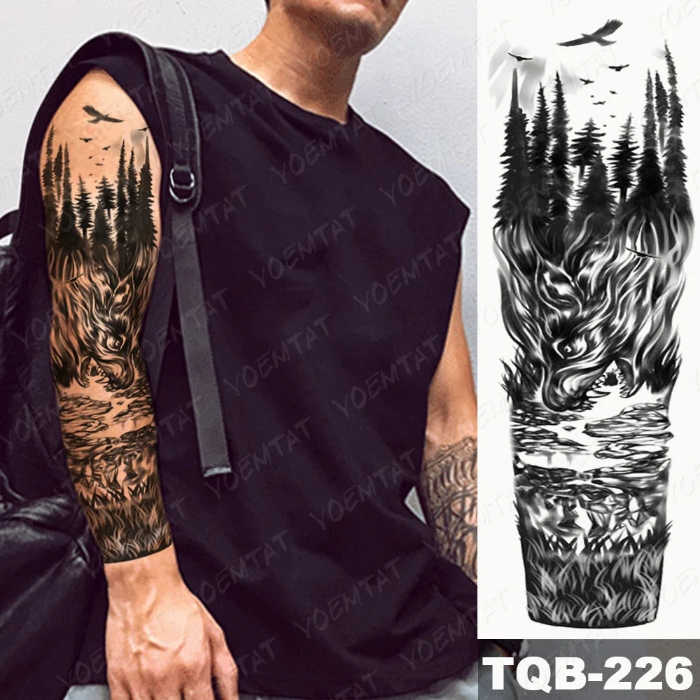 Large Full Arm Sleeve Tattoo Indian Forest Leopard Waterproof Temporary Tatoo Sticker Wild Tribe Men Women Body Art Tatto