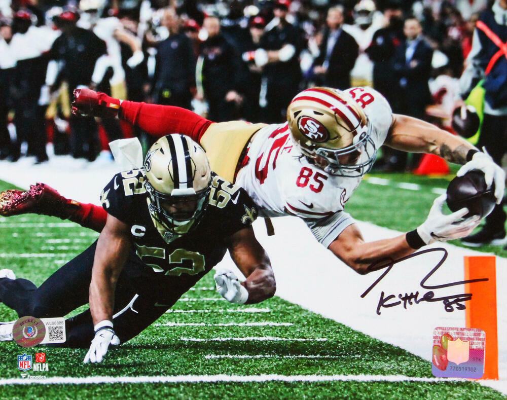 George Kittle Signed SF 49ers 8x10 Diving Catch Vs Saints Photo Poster painting- BA W Holo *Blk