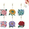 (US Only)6Pcs DIY Flower Special Shape 5D Diamond Art Keychain for Birthday Gift