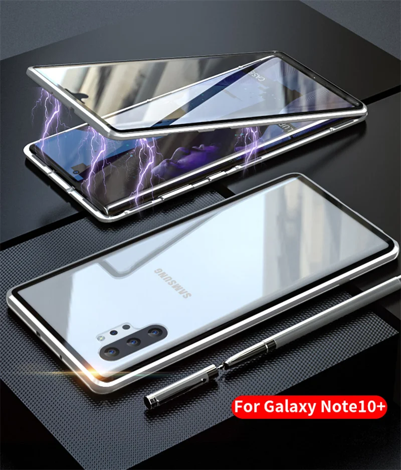 Upgraded Two Side Tempered Glass Magnetic Adsorption Phone Case For Samsung Galaxy Note10+5G Note10+ Note10 Note10Lite Note20 Note20Ultra