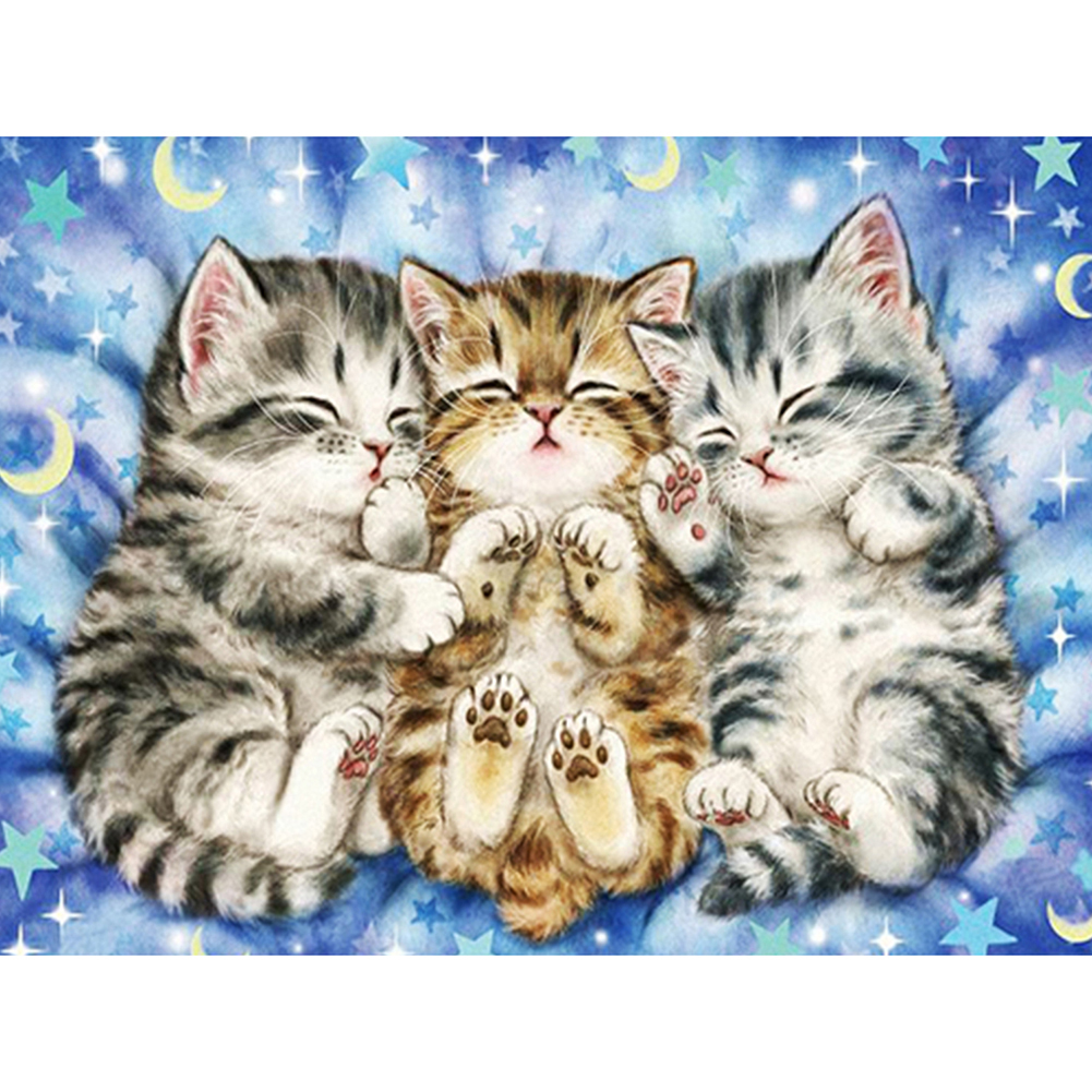 

(Multi-Size) Three Kittens - Round/Square Drill Diamond Painting - 40*30CM, Round diamond 30*40cm, 501 Original