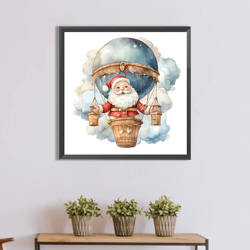 Diamond Painting - Full Round Drill - Hot Air Balloon Santa(Canvas|30*30cm)