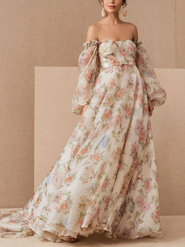 Plunge Bubble Sleeve Temperament Women's Dress