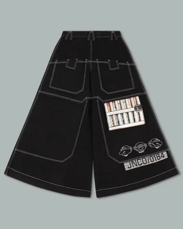 Aonga Y2K Jeans Gothic Hip Hop Big Pocket Embroidery Baggy Jeans Harajuku Casual Pants Mens Womens Black Wide Leg Jeans Trousers aonga