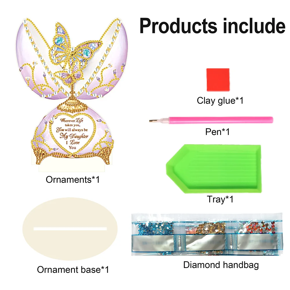 DIY Eggbreaker Butterfly Single Side Diamond Painting Wooden Crystal Painting Desktop Kit for Home Office Desktop Decor