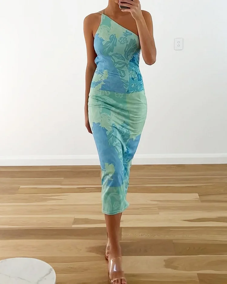 Casual Open Back Printed Dress