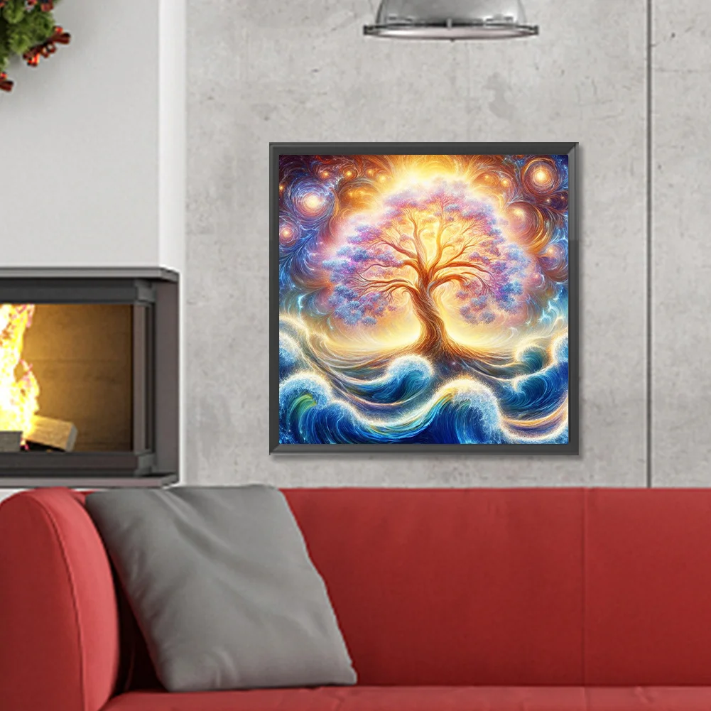 Diamond Painting - Full Round Drill - Universe Galaxy Tree(Canvas|30*30cm)