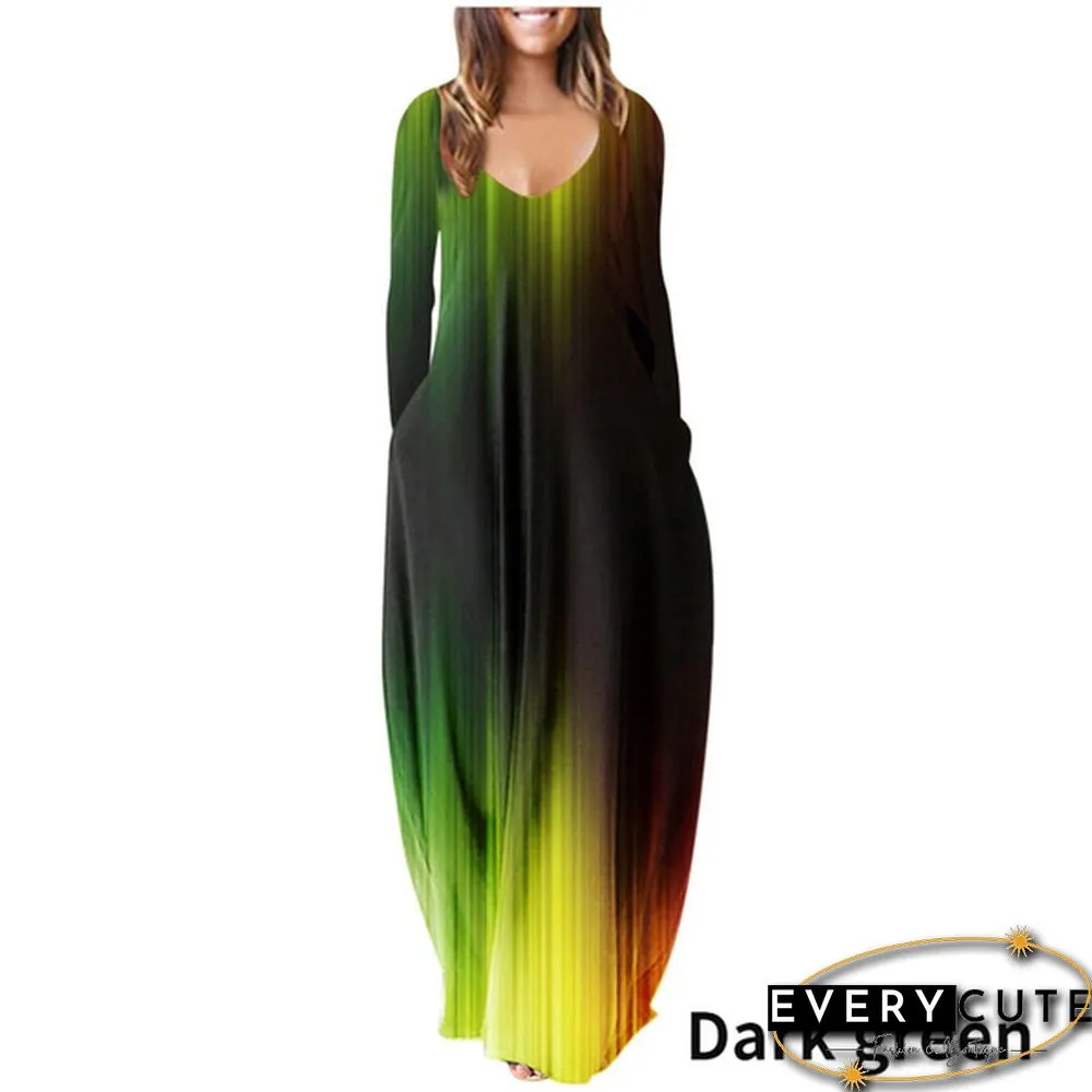 Womens loose dress bohemian holiday prom kaftan maxi oversized tunic kleid floral cotton