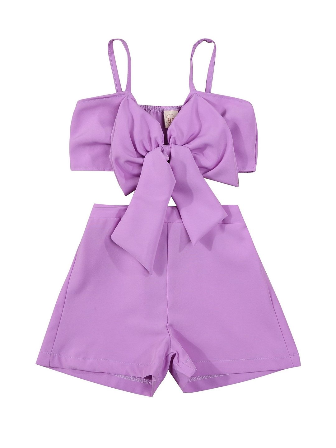 Toddler Girls 2PCS Summer Outfits, Sleeveless Bow Front Tank Tops + Elastic Waist Shorts Set 2-7Y