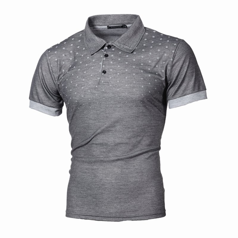 Men's Short Sleeve Printed Slim-fit Lapel Polo Shirt