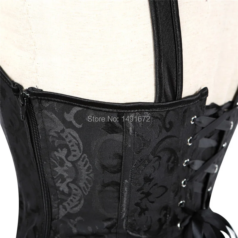 Billionm Sapubonva corset sexy bustier lingerie plus size gothic brocade overbust corset vest top corselet for women zipper black white