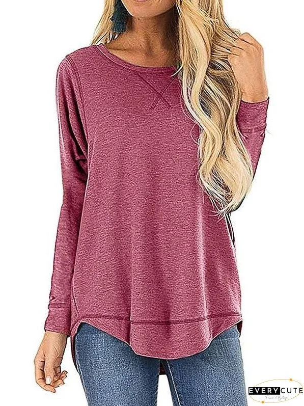 Casual Pure Color Loose T-shirt for Women