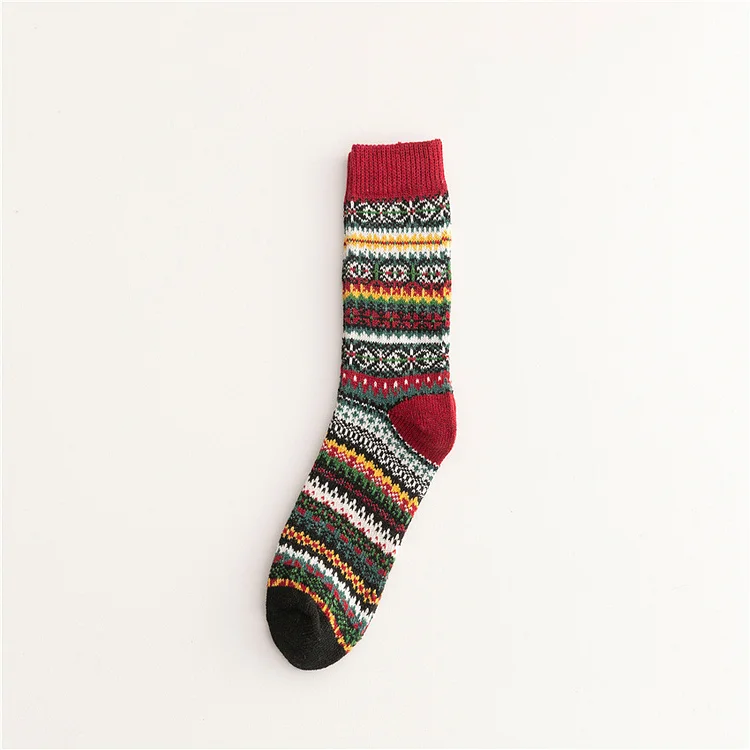 Weiche, warme Retro-Tribal-Farbblocksocken