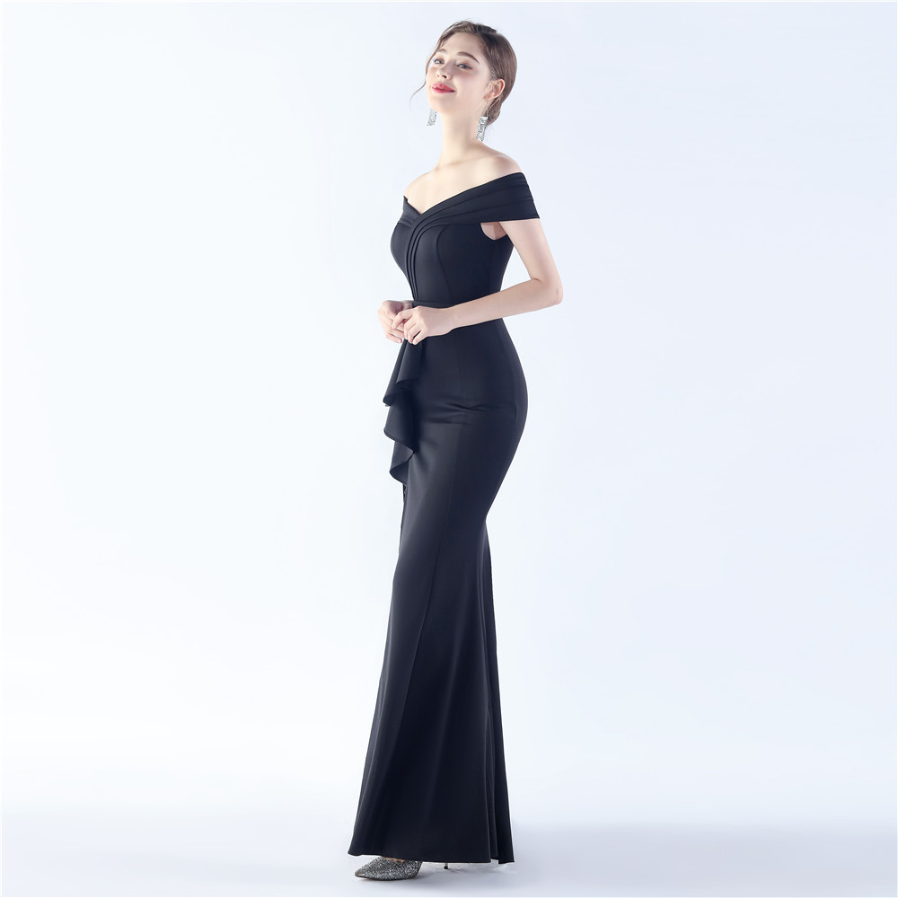 Classic Satin Off Shoulder Long Evening Dress - Elegant & Timeless - Ootddress