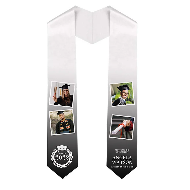 Personalized Graduation Stole with 4 Photos Senior Gift
