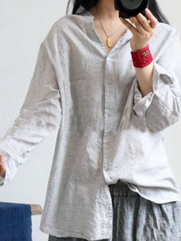 Women's Comfortable & Soft Cotton Linen Long Sleeve Shirt-Mayoulove