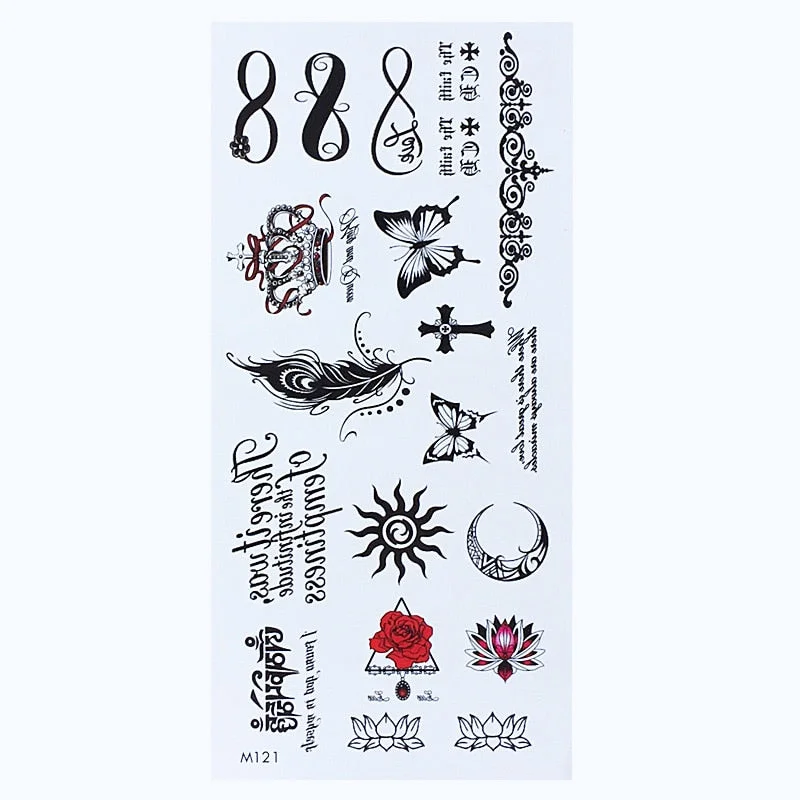 Temporary English Word Tattoo Stickers Black Letters Body Art Tattoos Sticker Waterproof For Temporary Tattoos