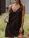 Tasseled Spaghetti-Neck Mini Dress