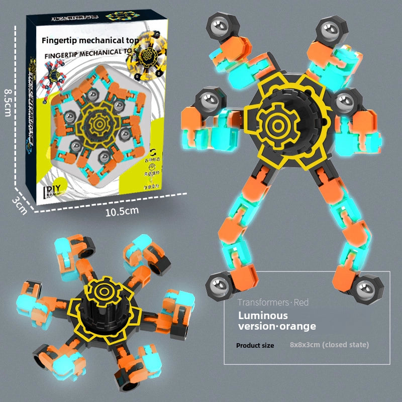 Gyro Toy Children’s Boy’s Transformable Luminous Puzzle Mechanical Fingertip Finger Rotation Decompression Boy’s Toy