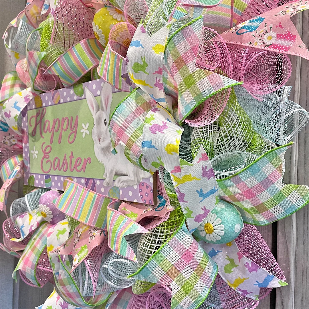 Easter Wreath for front door, Easter Egg Wreath, Decomesh Easter Wreath, Easter Bunny Wreath, Easter Party Decor, Easter Decor Farmhouse