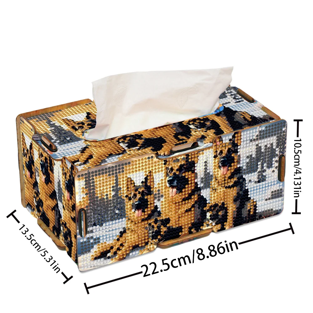 Diamond Painting Tissue Box Kits Decorative Rhinestone Craft Kit (Winter Hound)