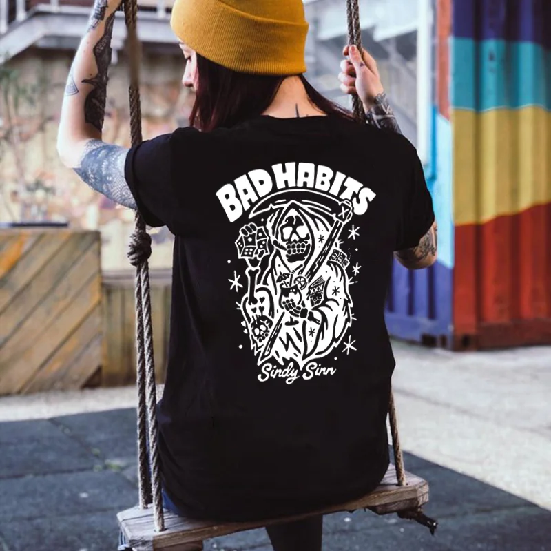 Bad Habits Printed Women's T-shirt -  
