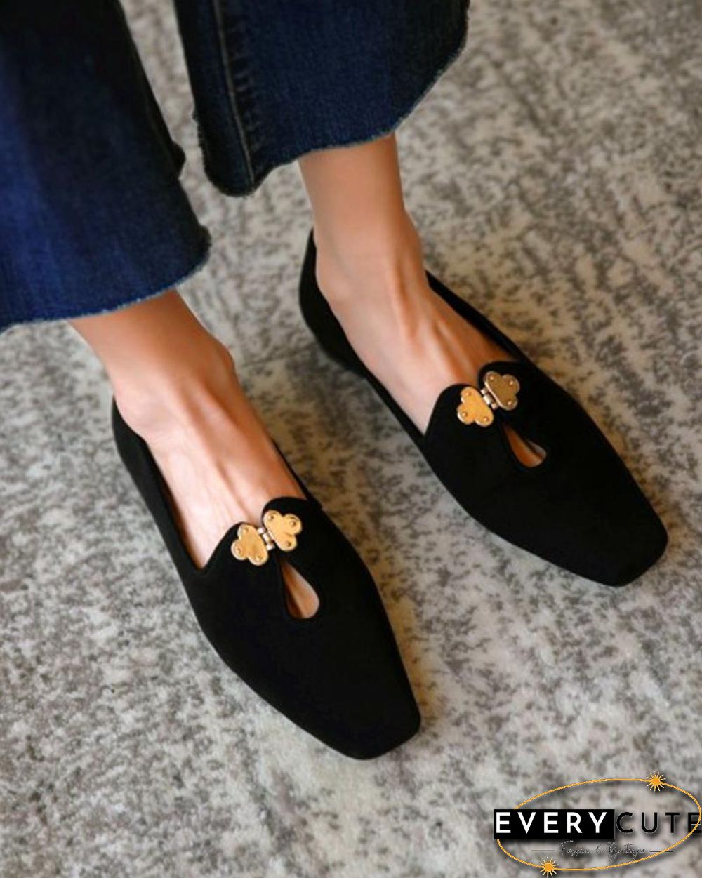 Suede Square Toes Loafers Slip-on