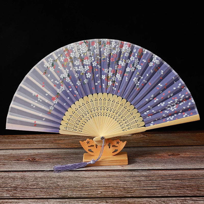 Bamboo Two Green Folding Fan Smile Fan Female Antique Fan Dance Fan Folding Fan Student Gift Elegant Fan